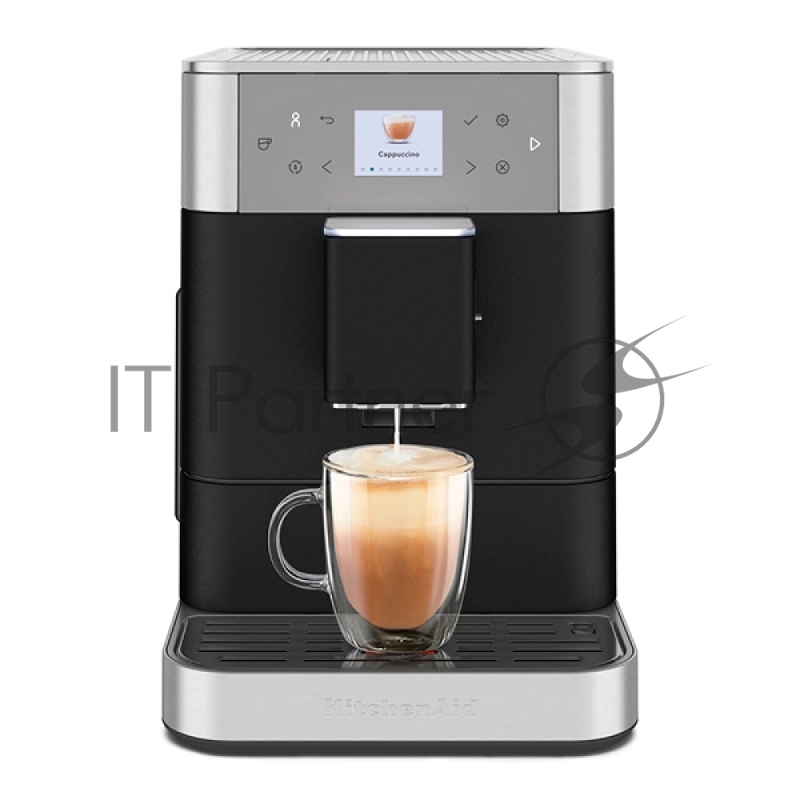 Автоматическая эспрессо-машина KitchenAid, 2.2 л, одновременное приготовление двух чашек, 5 уровней крепости кофе, автоматическая очистка, автоматическая декальцинация, цветной дисплей, сенсорное управление, 15 рецептов, автоматическое вспенивание мо