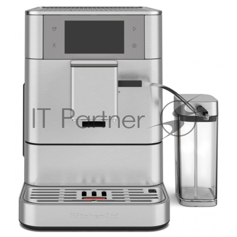 Автоматическая эспрессо-машина KitchenAid, 2.2 л, одновременное приготовление двух чашек, 3 уровня крепости кофе, автоматическая очистка, автоматическая декальцинация, цветной дисплей, сенсорное управление, 40 рецептов, цвет нержавеющая сталь