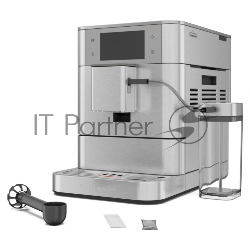 Автоматическая эспрессо-машина KitchenAid, 2.2 л, одновременное приготовление двух чашек, 3 уровня крепости кофе, автоматическая очистка, автоматическая декальцинация, цветной дисплей, сенсорное управление, 40 рецептов, цвет нержавеющая сталь