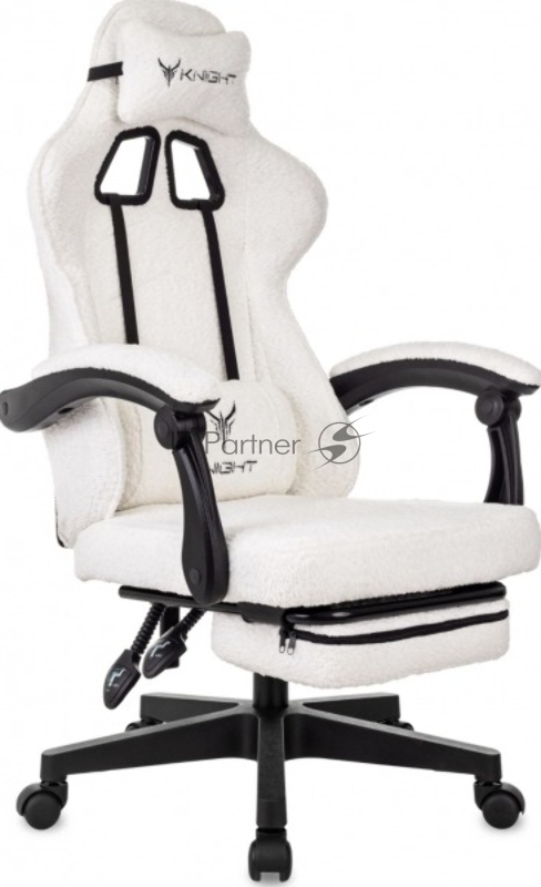 Кресло игровое Knight Lord/F Camby 01 молочный, крестов. пластик, подст. для ног