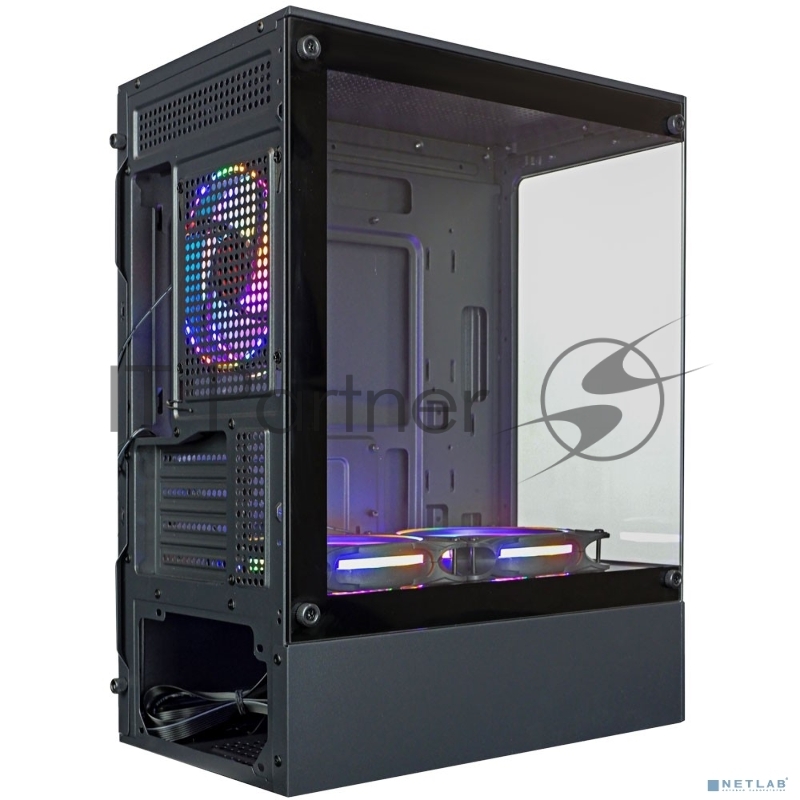 Компьютерный корпус Ginzzu CL475 mATX FAN 3*12LC4 передняя панель Стекло