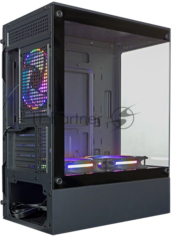 Компьютерный корпус Ginzzu CL475 mATX FAN 3*12LC4 передняя панель Стекло