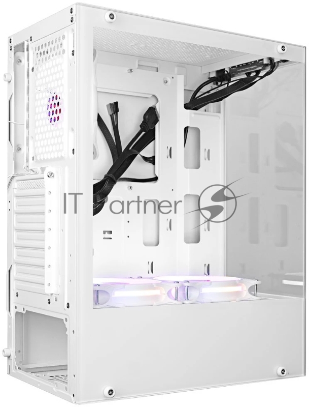 Компьютерный корпус Ginzzu CL310 ATX FAN 3*12LD4 FRGB передняя панель Стекло Белый