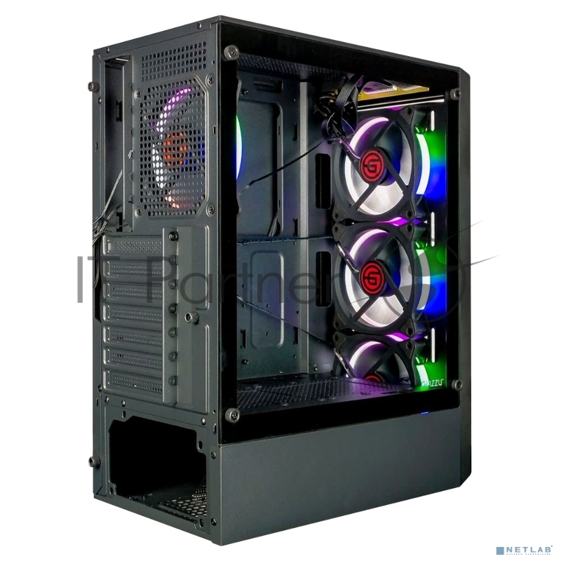 Компьютерный корпус Ginzzu CL325 ATX FAN 4*RR4 FRGB передняя панель Стекло