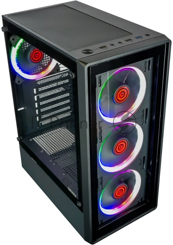 Компьютерный корпус Ginzzu CL325 ATX FAN 4*RR4 FRGB передняя панель Стекло