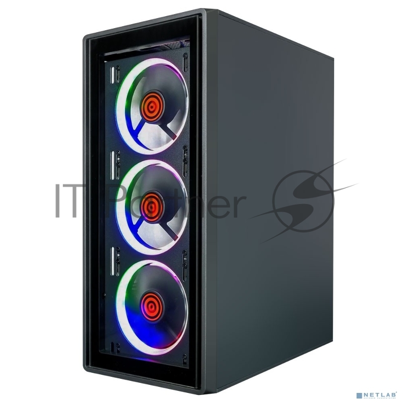 Компьютерный корпус Ginzzu CL325 ATX FAN 4*RR4 FRGB передняя панель Стекло