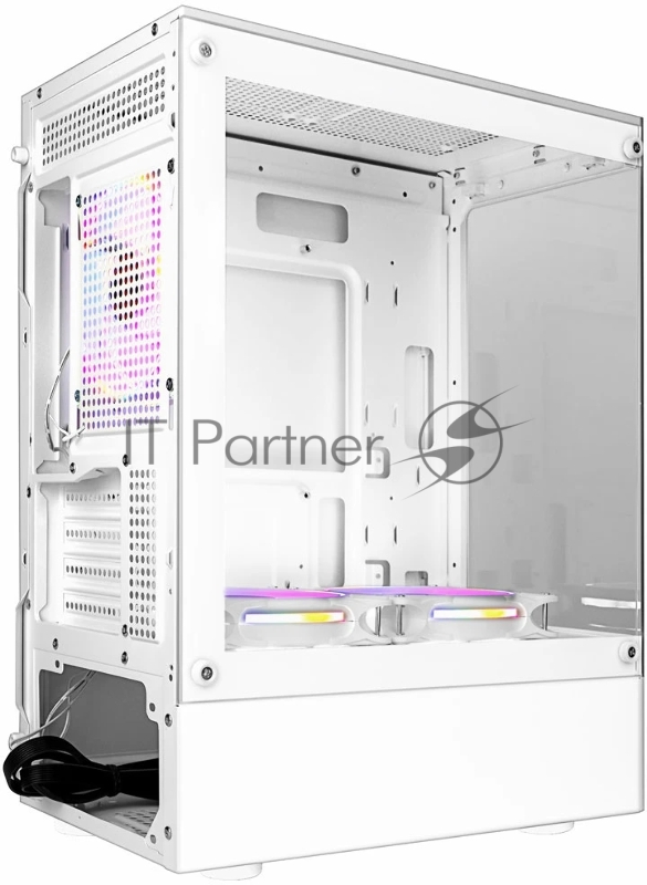 Компьютерный корпус Ginzzu CL485 mATX FAN 3*12LD4 передняя панель Стекло Белый