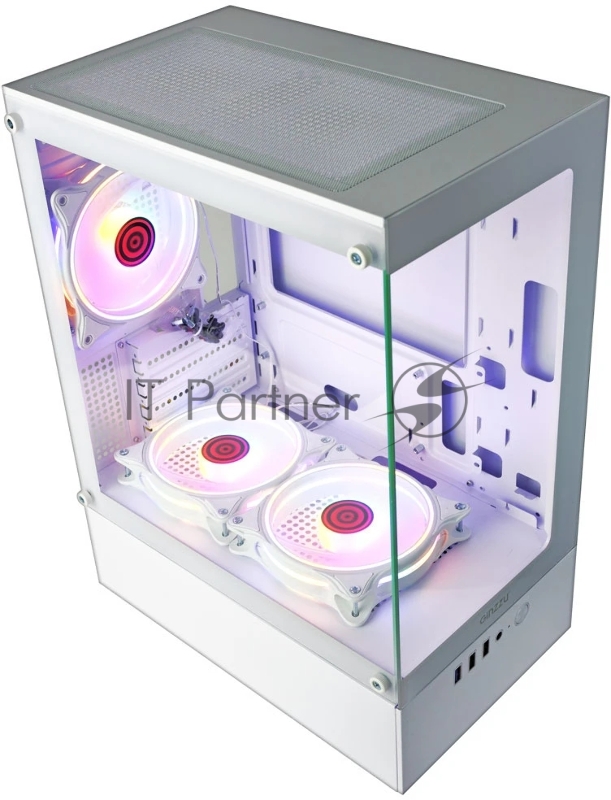 Компьютерный корпус Ginzzu CL485 mATX FAN 3*12LD4 передняя панель Стекло Белый