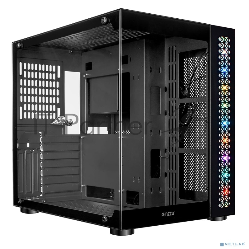 Компьютерный корпус Ginzzu V501 закаленное стекло 1*USB 3.0,1*USB 2.0, AU ATX