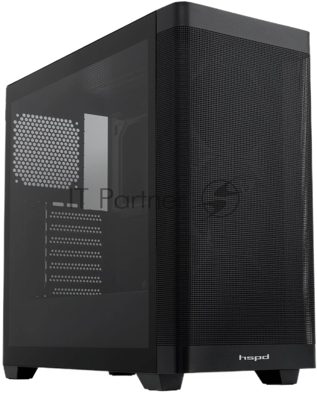 Корпус без блока питания Case HSPD M740, Mesh Mid Tower, Black, TG, 0.6 SPCC, no fans, E-ATX, ATX, mATX, mITX, 170/400/200mm, 4x2.5, 2x3.5, 7xPCI, 1xUSB-A 3.0, 1xUSB-C 3.0, 460x218x450mm