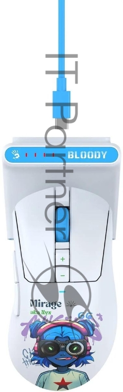 Мышь A4Tech Bloody R73 Ultra Duo белый/рисунок оптическая 20000dpi беспров. USB/USB-C 7but (R73 ULTRA DUO NYX MIRAGE)