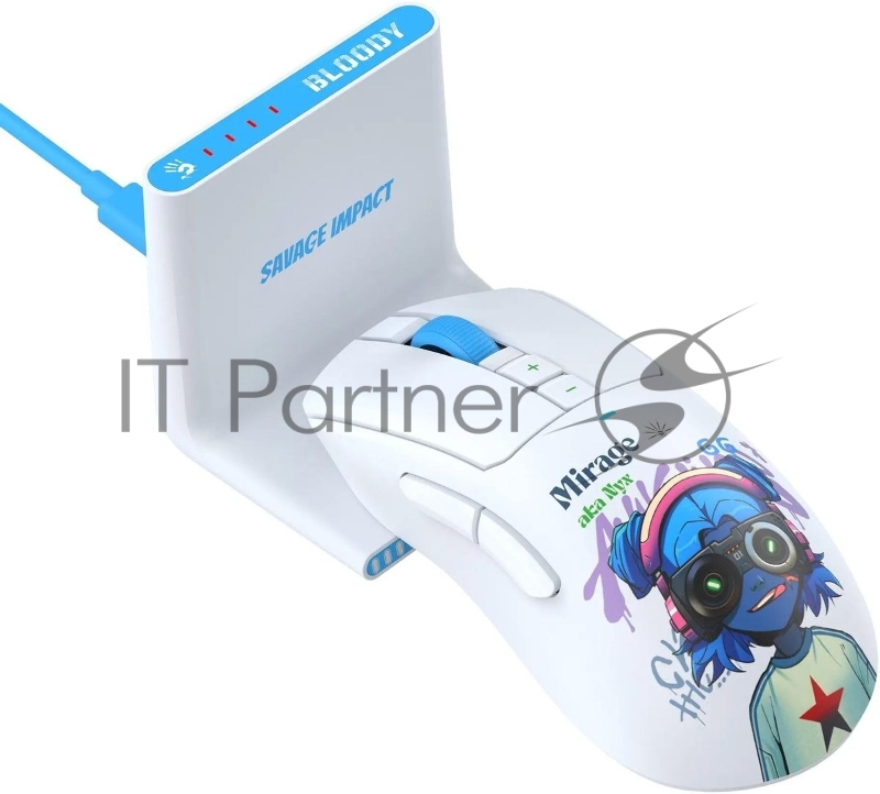 Мышь A4Tech Bloody R73 Ultra Duo белый/рисунок оптическая 20000dpi беспров. USB/USB-C 7but (R73 ULTRA DUO NYX MIRAGE)