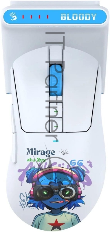 Мышь A4Tech Bloody R73 Ultra Duo белый/рисунок оптическая 20000dpi беспров. USB/USB-C 7but (R73 ULTRA DUO NYX MIRAGE)
