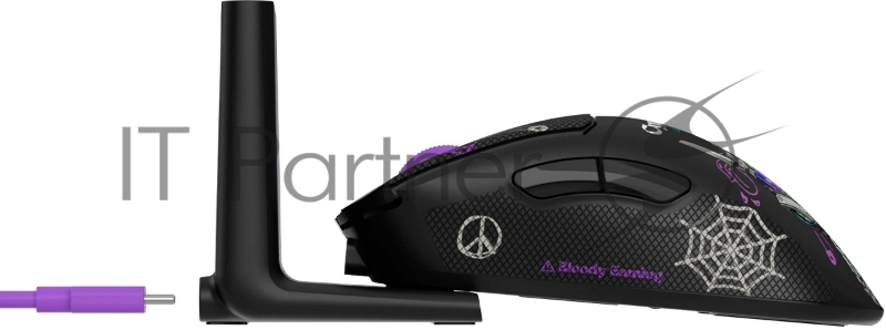 Мышь A4Tech Bloody R73 Ultra Duo черный/рисунок оптическая 20000dpi беспров. USB-C 7but (R73 ULTRA DUO CYPHER GHOST)