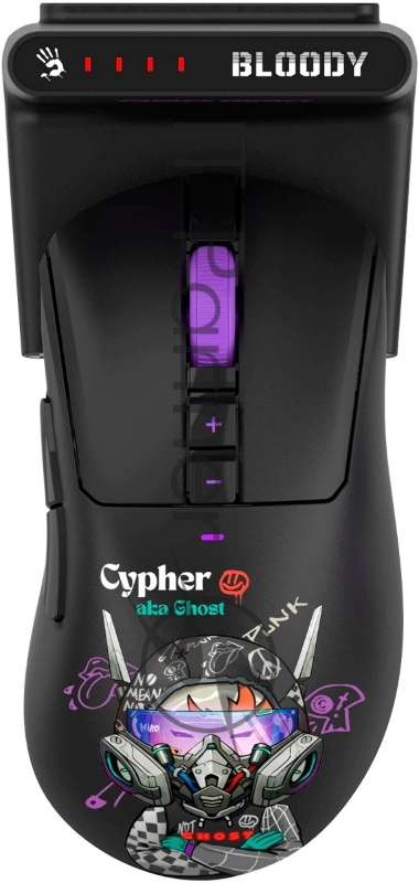 Мышь A4Tech Bloody R73 Ultra Duo черный/рисунок оптическая 20000dpi беспров. USB-C 7but (R73 ULTRA DUO CYPHER GHOST)
