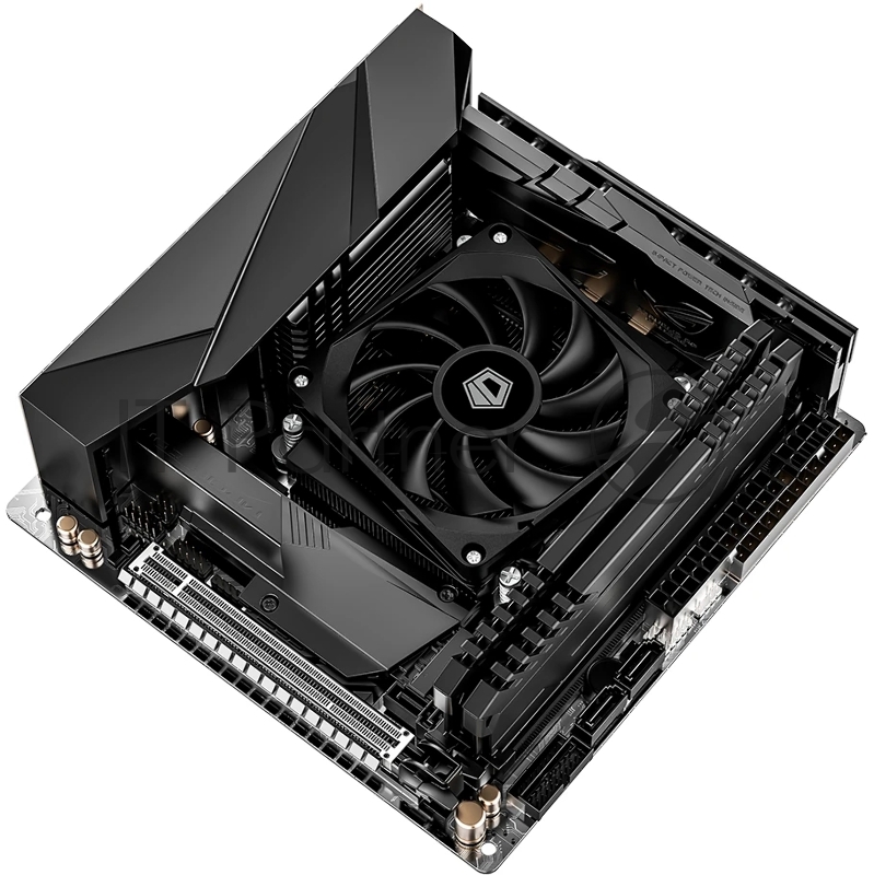 Кулер для процессора ID-COOLING IS-23i BLACK LGA1851/1700/1200/115X низкопрофильный высота 23mm (48шт/кор, TDP 45W, PWM, 2 тепл.трубки, медная база, FAN 80mm) BOX