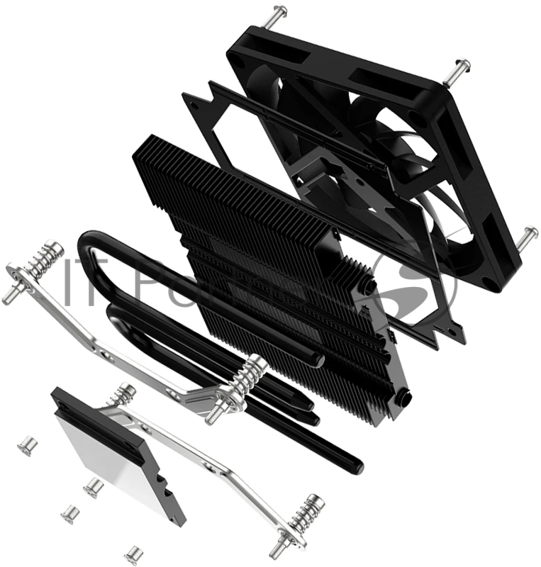 Кулер для процессора ID-COOLING IS-23i BLACK LGA1851/1700/1200/115X низкопрофильный высота 23mm (48шт/кор, TDP 45W, PWM, 2 тепл.трубки, медная база, FAN 80mm) BOX