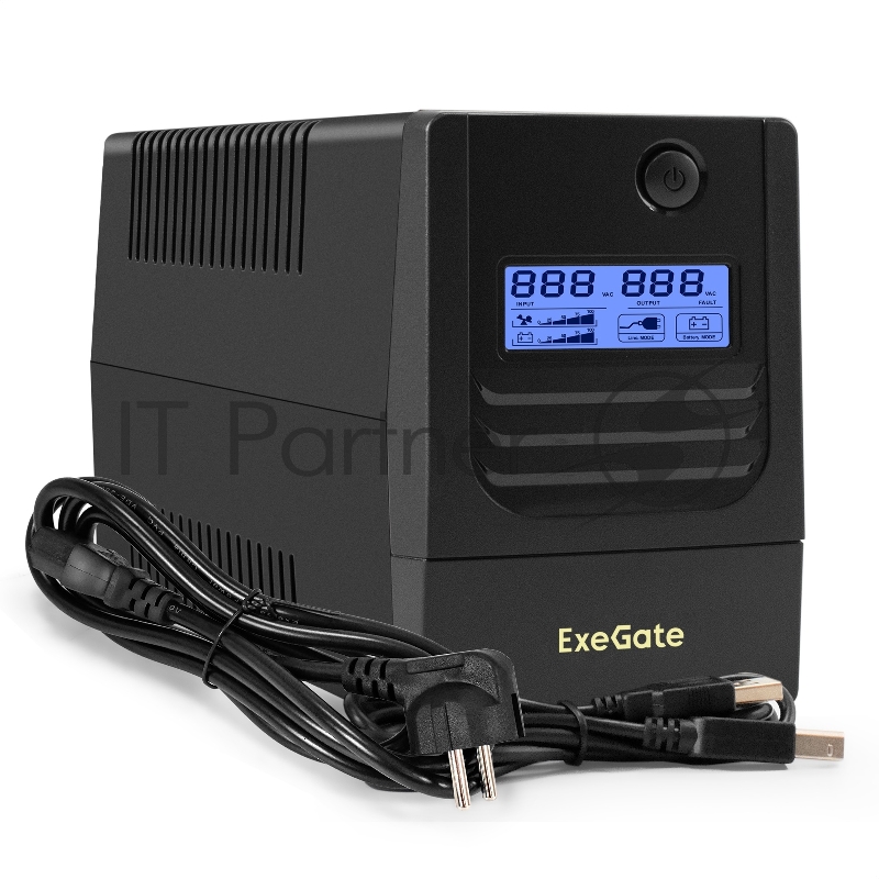 ИБП ExeGate Smart LB-650.LCD.AVR.4C13.USB (650VA/390W, LCD, AVR, 4*C13, USB, батарея 12V 7Ah, Black)