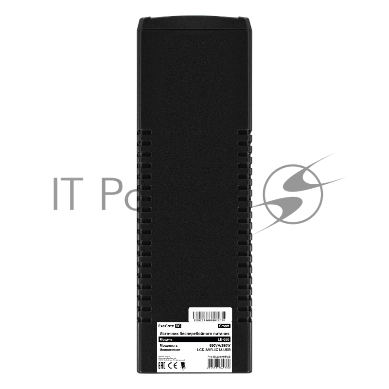 ИБП ExeGate Smart LB-650.LCD.AVR.4C13.USB (650VA/390W, LCD, AVR, 4*C13, USB, батарея 12V 7Ah, Black)