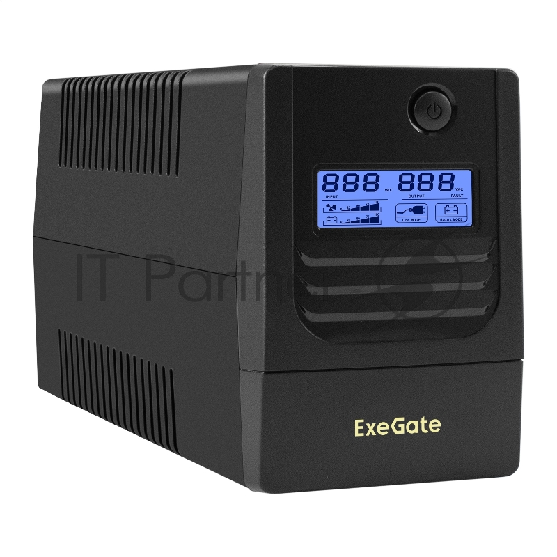 ИБП ExeGate Smart LB-650.LCD.AVR.2SH (650VA/390W, LCD, AVR, 2*Schuko, батарея 12V 7Ah, Black)