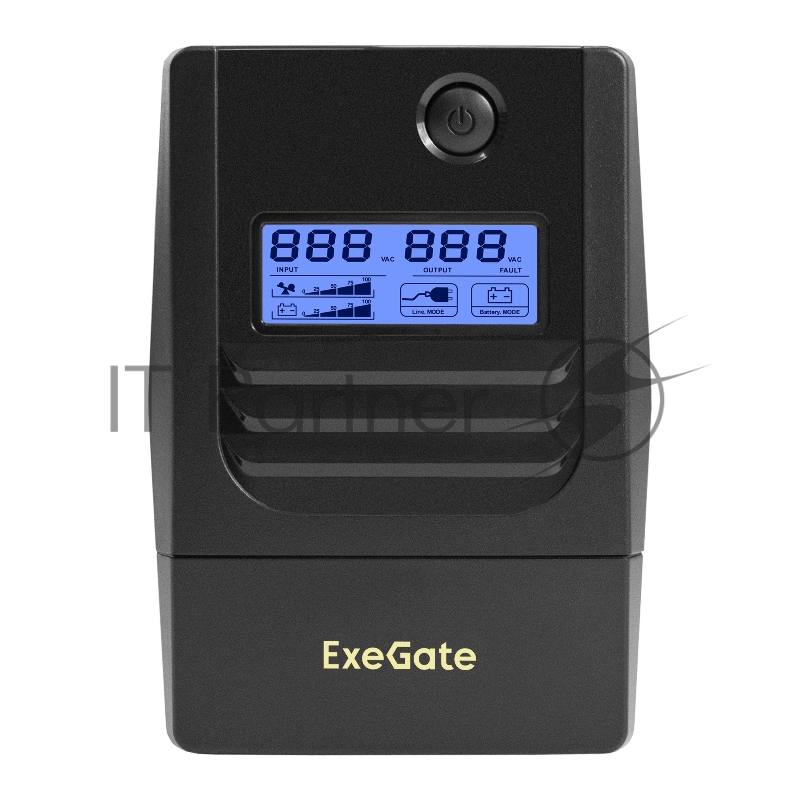 ИБП ExeGate Smart LB-650.LCD.AVR.2SH (650VA/390W, LCD, AVR, 2*Schuko, батарея 12V 7Ah, Black)