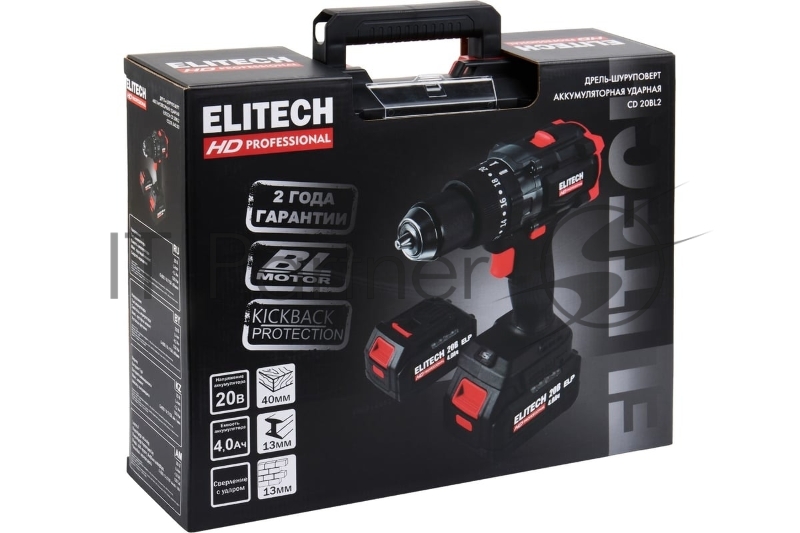 Дрель-шуруповерт Elitech CD 20BL2 (E2201.042.02) 80Вт аккум. патрон:быстрозажимной (кейс в комплекте) (205728)