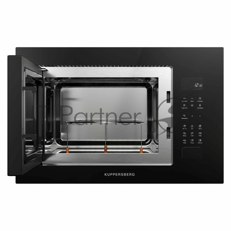 Встраиваемая микроволновая печь Kuppersberg HMF 627 B, High-Tech, 25 л, мощность 900 Вт (мощность гриля 1200 Вт), кварцевый гриль, 5 уровней мощности, 8 автоматических программ, размораживание, сенсорное управление, дисплей, черный