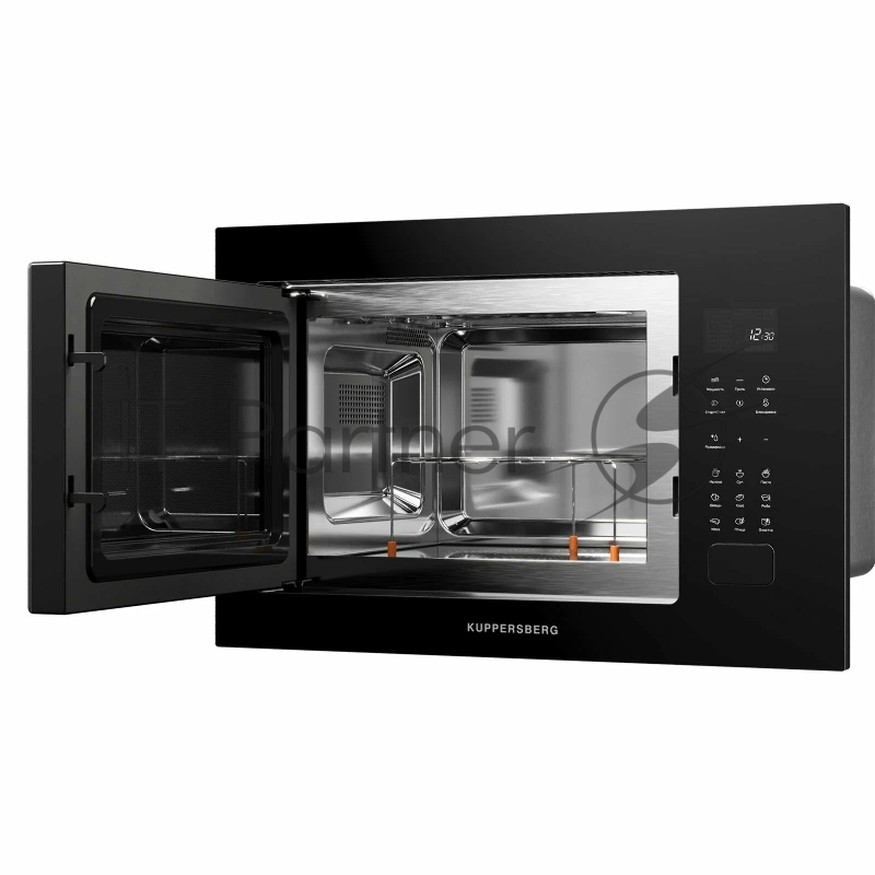 Встраиваемая микроволновая печь Kuppersberg HMF 627 B, High-Tech, 25 л, мощность 900 Вт (мощность гриля 1200 Вт), кварцевый гриль, 5 уровней мощности, 8 автоматических программ, размораживание, сенсорное управление, дисплей, черный