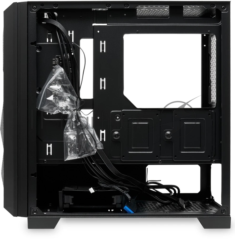 Корпус без блока питания HSPD M340, Mesh Mid Tower, черный, TG, 0.5 SPCC, no fans, mATX, mITX, 165/350/200mm, 2x2.5, 2x3.5, 4xPCI, 1xUSB-A 3.0, 2xUSB-A 2.0, 415x220x410mm