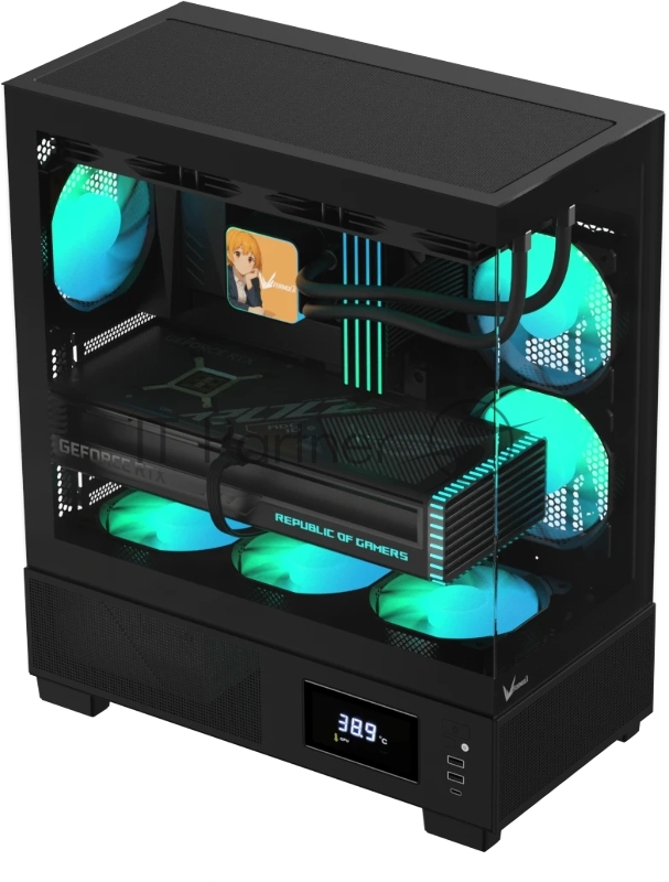 Корпус AeroCool / Formula Crystal E1 черный без БП ATX 5x120mm 3x140mm 2xUSB3.0 1xUSB3.1 audio bott PSU