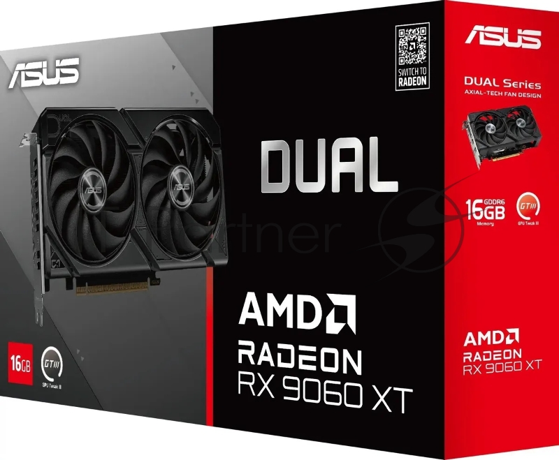 Видеокарта Asus PCI-E 5.0 DUAL-RX9060XT-16G AMD Radeon RX 9060XT 16Gb 128bit GDDR6 2550/20000 HDMIx1 DPx2 HDCP Ret