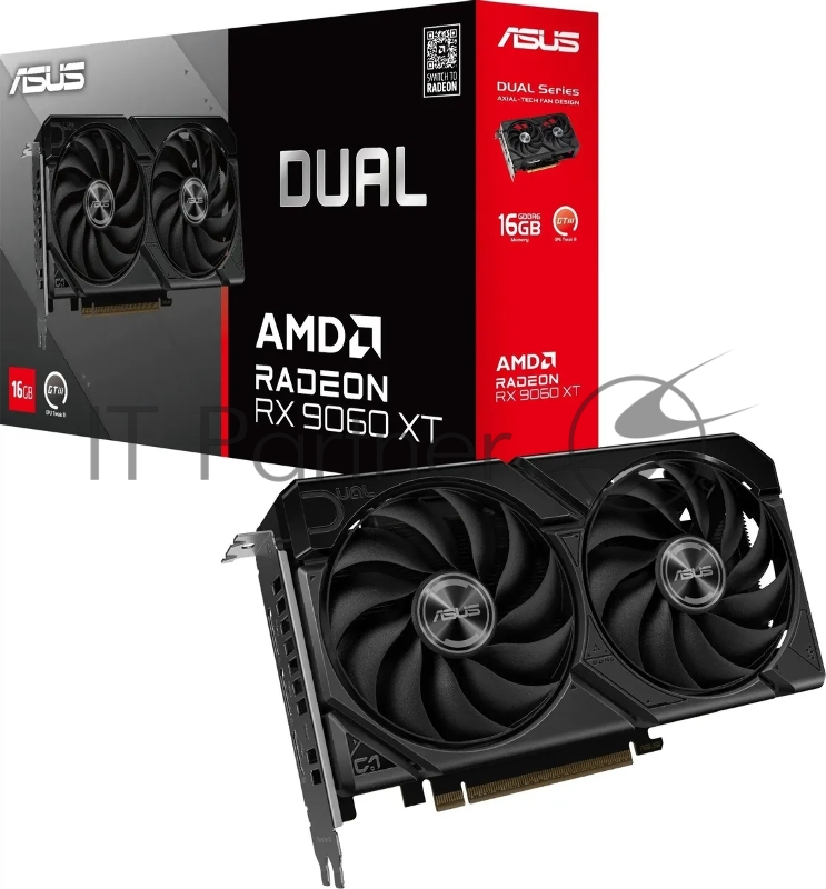 Видеокарта Asus PCI-E 5.0 DUAL-RX9060XT-16G AMD Radeon RX 9060XT 16Gb 128bit GDDR6 2550/20000 HDMIx1 DPx2 HDCP Ret