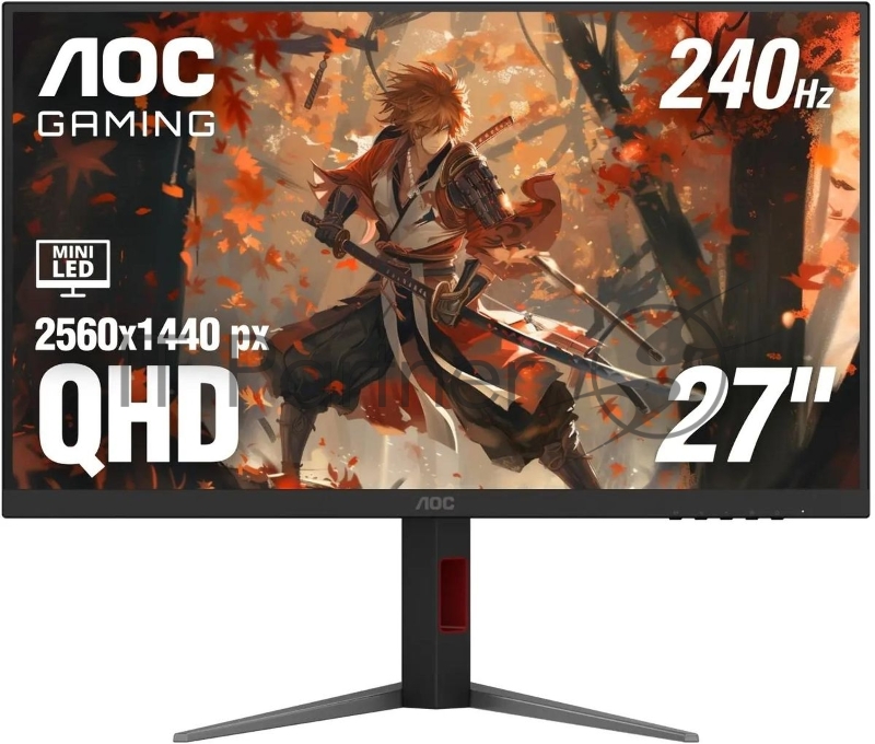 Монитор 27 AOC Q27G4ZMN VA 2560x1440, 240 Гц, 1 мс, 16:9, 450 кд/м² (пиковая 1200 кд/м²), Mini LED, DisplayHDR 1000, HDMI 2.0, DP 1.4, 3.5 Jack, FreeSync, Adaptive-Sync, черный