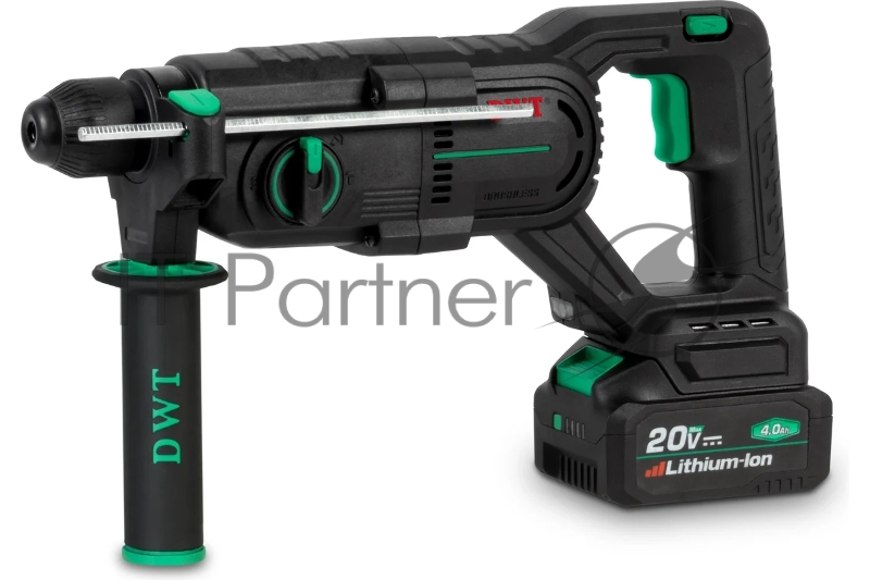 Перфоратор аккумуляторный DWT ABHP-20-22D-4C2 BMC /20В/2 Дж/до 6000 уд.в мин/до 1700 об.в мин/SDS-Plus/бесщеточный мотор/плавный пуск/реверс/LED-подсветка/2 АКБ, 4 Ач/ЗУ/кейс/черный (ABHP-20-22D-4C2 BMC)