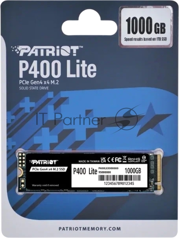 Твердотелльный накопитель Patriot SSD P400 Lite 1TB M.2 2280 NVMe PCle 4.0 x4 R3500/W2700 TBW 560TB 3D NAND with HS
