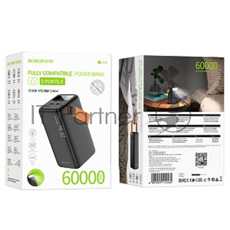 Портативный аккумулятор BOROFONE (6941991115165) BJ66B Black - 60000mAh 2USB