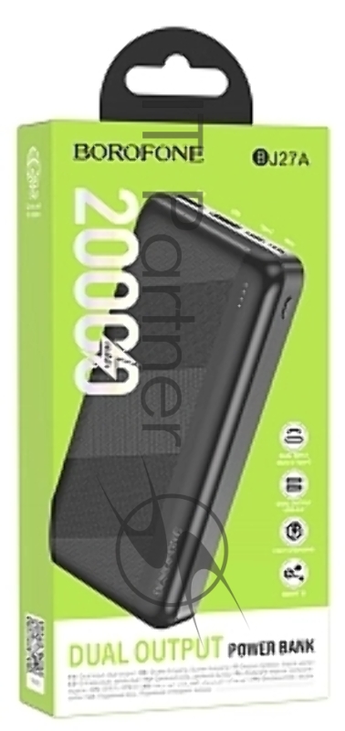 Портативный аккумулятор BOROFONE (6974443388015) BJ27A Black - 20000mAh 2USB