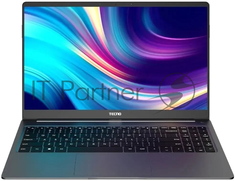Ноутбук Tecno MegaBook T15RA Core i9 13900HK 16Gb SSD1Tb Intel Iris Xe 15.6 IPS FHD (1920x1080) Windows 11 Home grey WiFi BT Cam 6140mAh (71003300393)