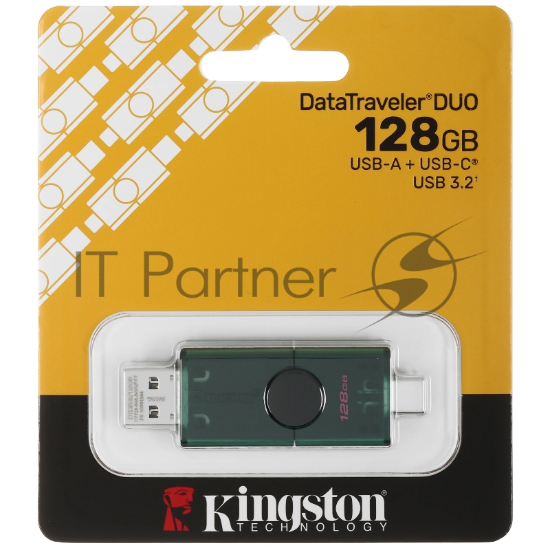 Флеш Диск Kingston 128Gb DataTraveler <DTDEG2/128GB>, USB3.2, Type-C, зеленая