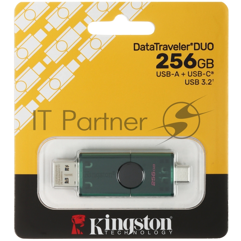 Флеш Диск Kingston 256Gb DataTraveler <DTDEG2/256GB>, USB3.2, Type-C, зеленая