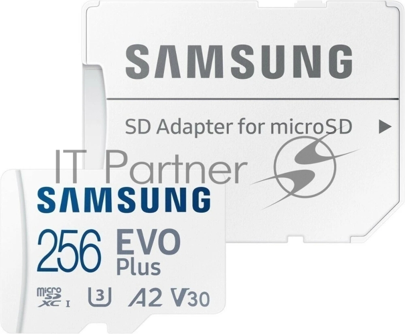 Флеш карта microSDXC 256GB Samsung EVO Plus Class 10, A2, V30, UHS-I (U3), W 90 МБ/с, R 160 МБ/с, <MB-MC256SA/KR> адаптер на SD