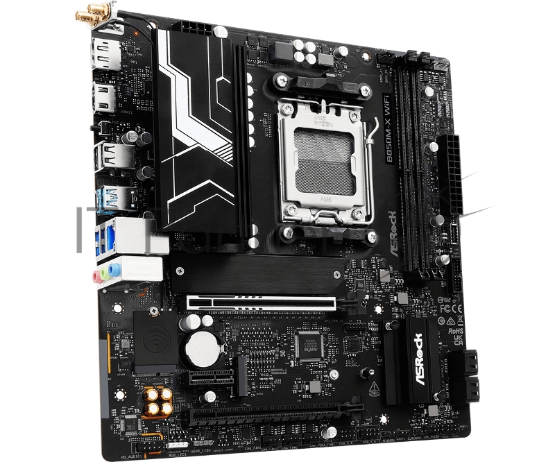 Материнская плата ASROCK B850M-X WIFI R2.0, AM5, B850, 2*DDR5, 4*SATA, 2*M.2, 2*USB 2.0, 3*USB 3.2, Type-C, 2*PCIx16, 1*M.2 (Key E), HDMI+DP, mATX