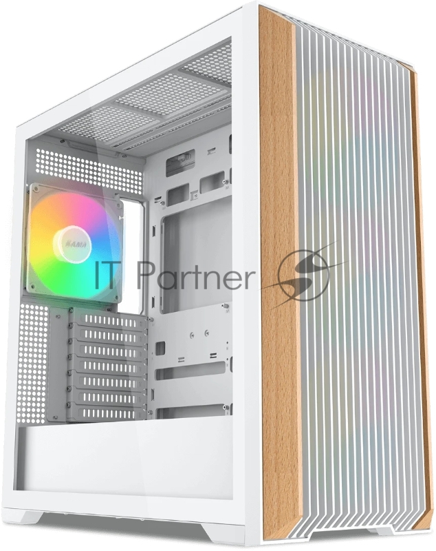 Корпус ПК без блока питания SAMA Z60 White, Midi-Tower, TG, 4x140mm ARGb, 2xUSB 3.0 + 1xUSB 3.1 Type-C, E-ATX, ATX, mATX, mITX White