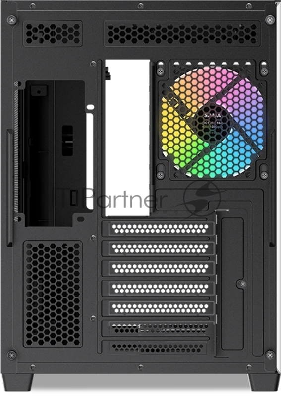 Корпус ПК без блока питания SAMA V60 Black, Midi-Tower, TG, 7x120mm ARGb, 2xUSB 3.0 + 1xUSB 3.1 Type-C, ATX, mATX, mITX черный