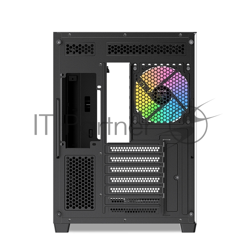 Корпус ПК без блока питания SAMA V60 Black, Midi-Tower, TG, 7x120mm ARGb, 2xUSB 3.0 + 1xUSB 3.1 Type-C, ATX, mATX, mITX черный