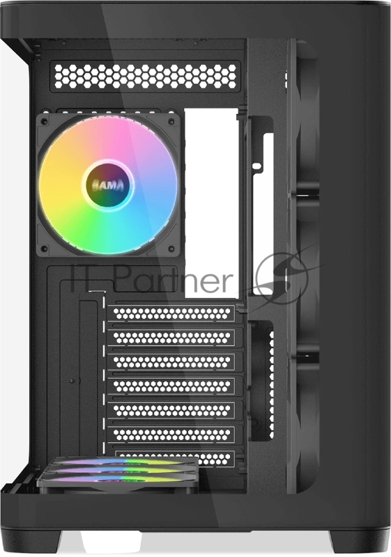 Корпус ПК без блока питания SAMA V60 Black, Midi-Tower, TG, 7x120mm ARGb, 2xUSB 3.0 + 1xUSB 3.1 Type-C, ATX, mATX, mITX черный