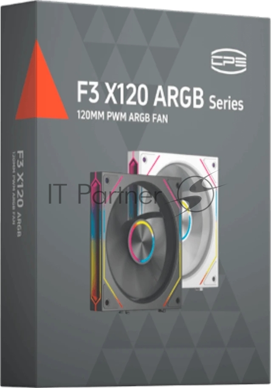 Вентилятор для корпуса PcCooler F3 X120 BK ARGB 120х120x25 черный 4-pin 28.4дБ (F3X120-BKAC012-GL) Ret