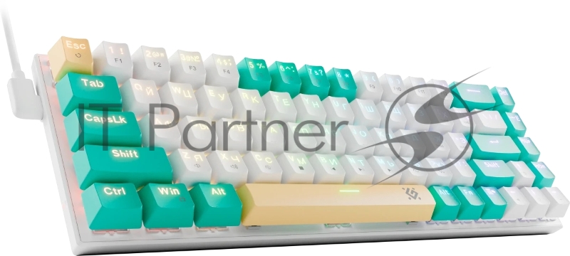 Клавиатура DEFENDER (45084) Vexx Pro GK-084 RU , белый/зеленый, механическая