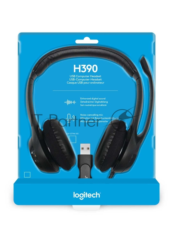 Гарнитура Logitech Headset Logitech H390 USB черный