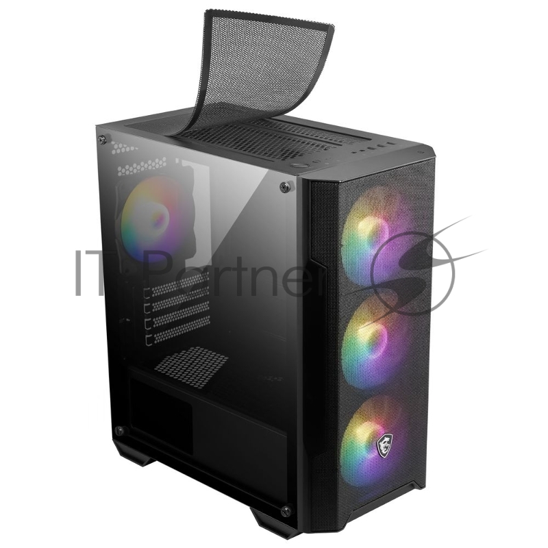 Компьютерный корпус без блока питания Case MSI MAG FORGE M100A, Mini-Tower, TG, 4x120mm ARGB, 2xUSB 2.0, 1xUSB 3.0, mATX, mITX Black